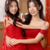 Ảnh gia đình Tết concept đỏ