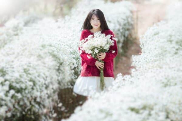 goi chup anh voi cuc hoa mi